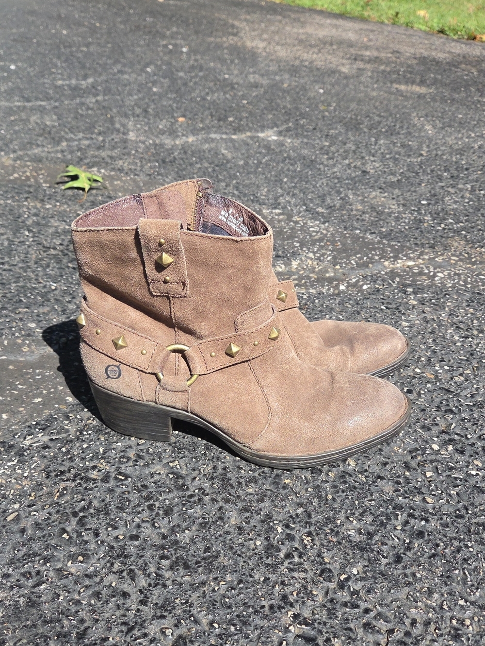 Born Taupe Suede Studded Ankle Booties